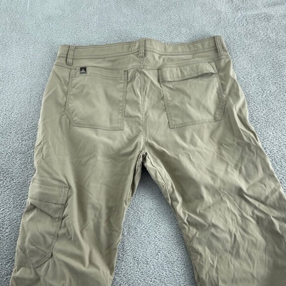 Prana Mens 38WX30L Tan Cargo Pants With Snap Closures & Pockets 5204 - Picture 2 of 9